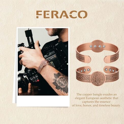 Feraco 12X Strength Copper Bracelet for Men Enhanced Magnetic Bracelets for Men with 3800 Gauss Magnets, Adjustable Cuff Bangle (Eternal Knot) in Saudi Arabia