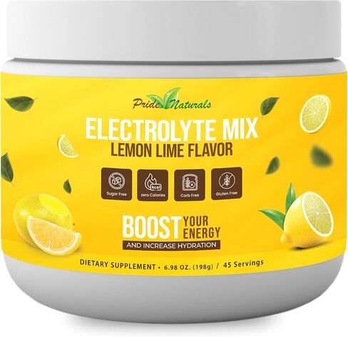 Electrolyte Powder - Refreshing Workout Recovery Electrolytes, Sugar Free, Gluten Free & Vegan, Pure Keto & Paleo Hydration Beverage, Immune Boosting Vitamins (198 Grams, Lemon Lime) in Saudi Arabia