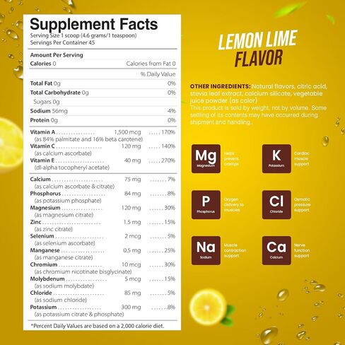 Electrolyte Powder - Refreshing Workout Recovery Electrolytes, Sugar Free, Gluten Free & Vegan, Pure Keto & Paleo Hydration Beverage, Immune Boosting Vitamins (198 Grams, Lemon Lime) in Saudi Arabia
