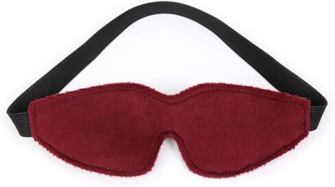 3 Colors Elastic Back Belt Pu Leather Fur Lined Eye Sleep Mask Blindfold (Wine Red) in Saudi Arabia