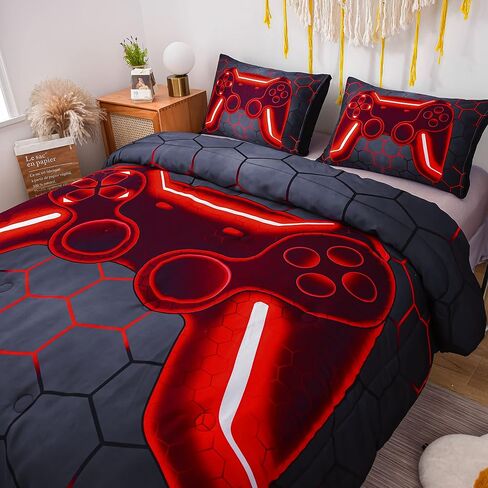 NTBED Game Console Comforter Set for Boys Girls Kids 3D Gaming Geometric Lightweight Microfiber Gamer Bedding Sets (Blue, Twin 5Pcs) in Saudi Arabia