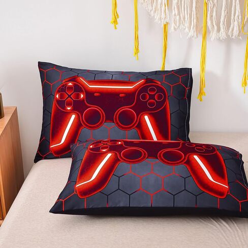 NTBED Game Console Comforter Set for Boys Girls Kids 3D Gaming Geometric Lightweight Microfiber Gamer Bedding Sets (Blue, Twin 5Pcs) in Saudi Arabia