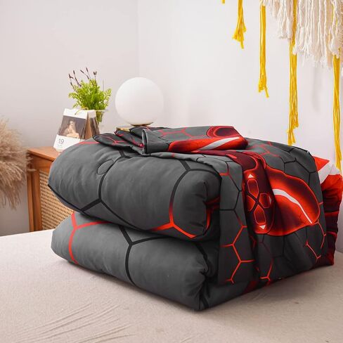 NTBED Game Console Comforter Set for Boys Girls Kids 3D Gaming Geometric Lightweight Microfiber Gamer Bedding Sets (Blue, Twin 5Pcs) in Saudi Arabia