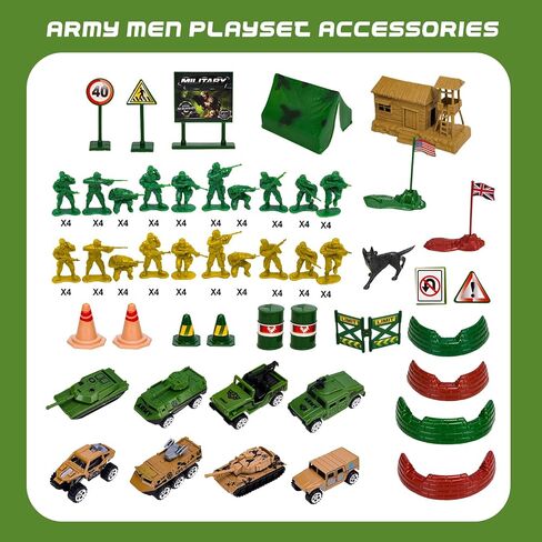 Army Men Playset with Army Men Action Figures, Army Men Soldiers Toys for Boys Kids Ages 4-8-12, Military Toys Set with Army Men Tank, Plane, Green Army Men, Army Guys, Toy Soldiers for Boys in Saudi Arabia