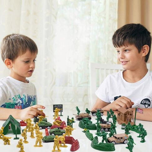 Army Men Playset with Army Men Action Figures, Army Men Soldiers Toys for Boys Kids Ages 4-8-12, Military Toys Set with Army Men Tank, Plane, Green Army Men, Army Guys, Toy Soldiers for Boys in Saudi Arabia