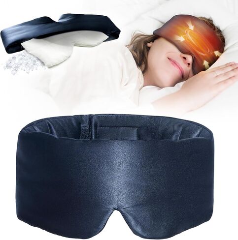 Microwave Heated Eye Mask for Dry Eyes, Warm Eye Compress for Styes, Eyestrain, Adjustable Weighted Eye Mask for Sleeping, Completely Blackout, Navy Blue in Saudi Arabia