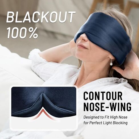 Microwave Heated Eye Mask for Dry Eyes, Warm Eye Compress for Styes, Eyestrain, Adjustable Weighted Eye Mask for Sleeping, Completely Blackout, Navy Blue in Saudi Arabia