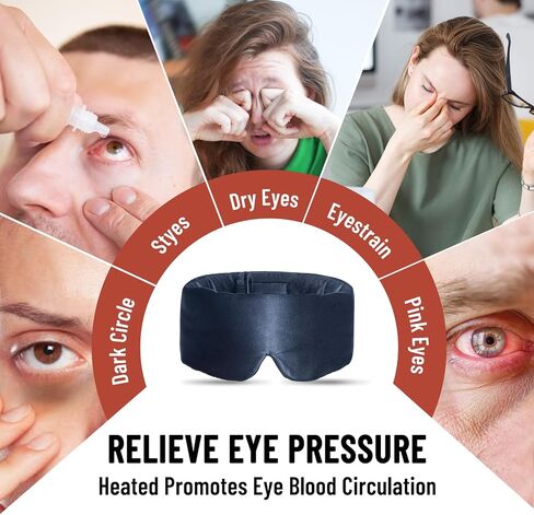 Microwave Heated Eye Mask for Dry Eyes, Warm Eye Compress for Styes, Eyestrain, Adjustable Weighted Eye Mask for Sleeping, Completely Blackout, Navy Blue in Saudi Arabia