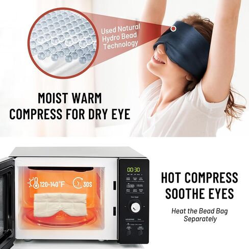 Microwave Heated Eye Mask for Dry Eyes, Warm Eye Compress for Styes, Eyestrain, Adjustable Weighted Eye Mask for Sleeping, Completely Blackout, Navy Blue in Saudi Arabia