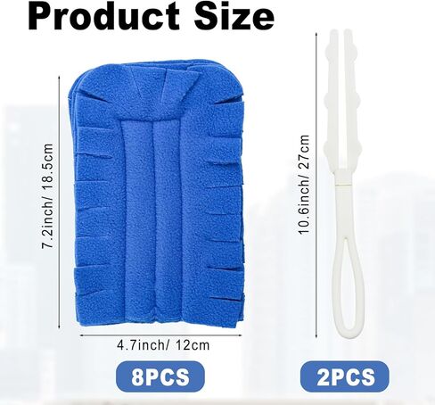 8 Packs 360°Fleece Duster Refills with 2 Handles, Wet and Dry Dual Use Reusable Dusters for Cleaning, Duster Refills for Cleaning Furniture, Blinds, Ceiling Fans and Car (Blue) in Kuwait