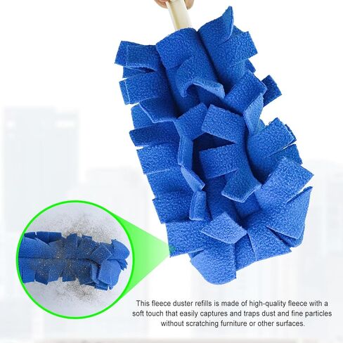 8 Packs 360°Fleece Duster Refills with 2 Handles, Wet and Dry Dual Use Reusable Dusters for Cleaning, Duster Refills for Cleaning Furniture, Blinds, Ceiling Fans and Car (Blue) in Kuwait