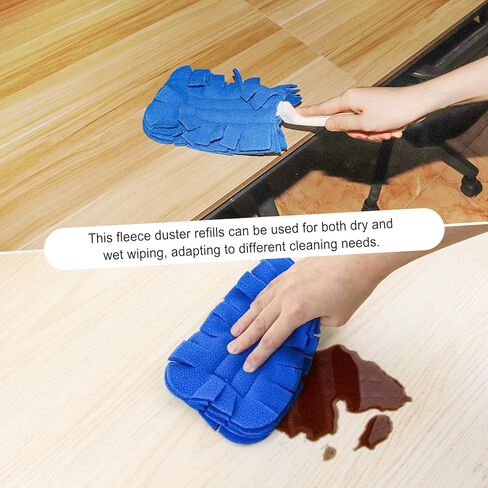 8 Packs 360°Fleece Duster Refills with 2 Handles, Wet and Dry Dual Use Reusable Dusters for Cleaning, Duster Refills for Cleaning Furniture, Blinds, Ceiling Fans and Car (Blue) in Kuwait