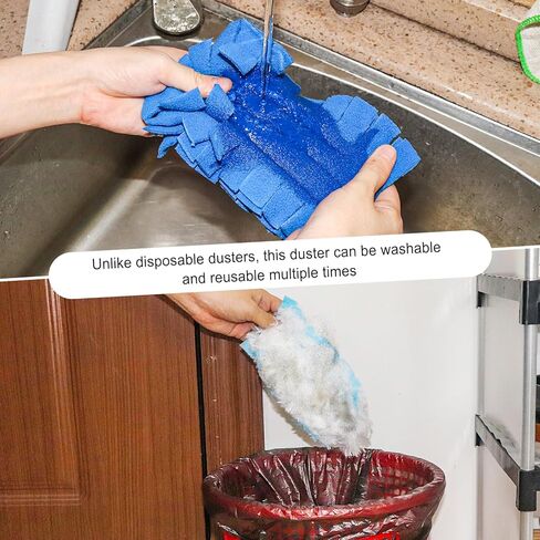 8 Packs 360°Fleece Duster Refills with 2 Handles, Wet and Dry Dual Use Reusable Dusters for Cleaning, Duster Refills for Cleaning Furniture, Blinds, Ceiling Fans and Car (Blue) in Kuwait