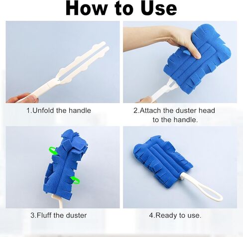 8 Packs 360°Fleece Duster Refills with 2 Handles, Wet and Dry Dual Use Reusable Dusters for Cleaning, Duster Refills for Cleaning Furniture, Blinds, Ceiling Fans and Car (Blue) in Kuwait