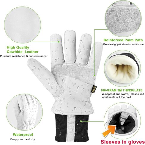 DLY Winter Leather Work Gloves for Men, 3M Thinsulate Insulation, Waterproof, Abrasion & Puncture Resistant, Cowhide Leather in Kuwait