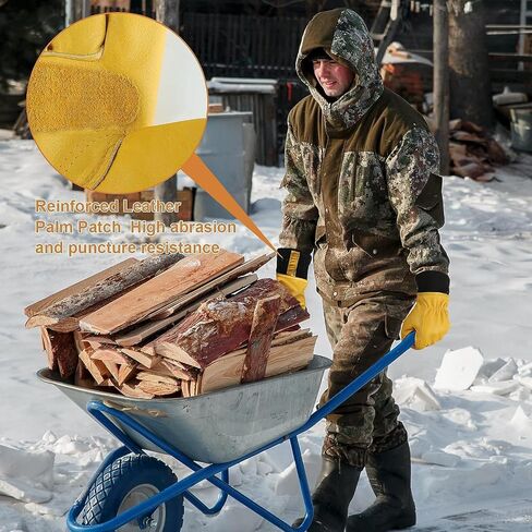 DLY Winter Leather Work Gloves for Men, 3M Thinsulate Insulation, Waterproof, Abrasion & Puncture Resistant, Cowhide Leather in Kuwait