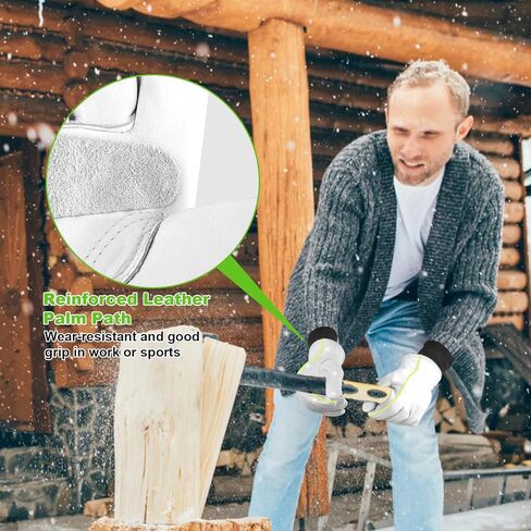DLY Winter Leather Work Gloves for Men, 3M Thinsulate Insulation, Waterproof, Abrasion & Puncture Resistant, Cowhide Leather in Kuwait