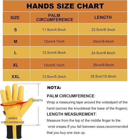 DLY Winter Leather Work Gloves for Men, 3M Thinsulate Insulation, Waterproof, Abrasion & Puncture Resistant, Cowhide Leather in Kuwait