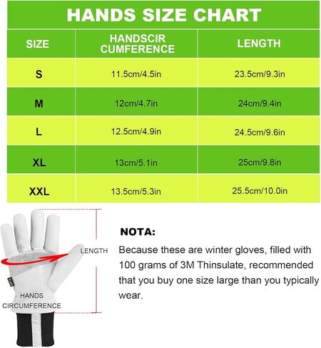 DLY Winter Leather Work Gloves for Men, 3M Thinsulate Insulation, Waterproof, Abrasion & Puncture Resistant, Cowhide Leather in Kuwait