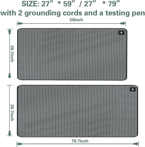 Grounding Mat Grey for Sleeping, Grounding Sheet with Adjustable Buckles for Bed for Pain Relief for Wellness, Grounding Mat for Health, Health Gift for Families (27IN 59IN with Pen) in Saudi Arabia