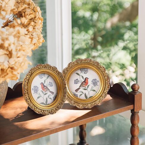 Round Picture Frames 3x3 Antique Picture Frames Small Vintage Picture Frames Mini Pictures Frames Bird Picture Frames Bronze Gallery Wall Decor in Kuwait
