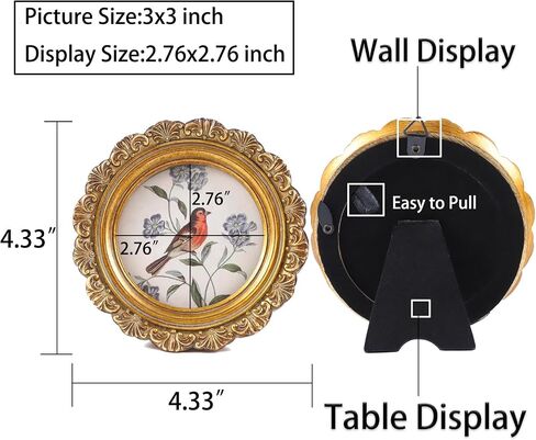 Round Picture Frames 3x3 Antique Picture Frames Small Vintage Picture Frames Mini Pictures Frames Bird Picture Frames Bronze Gallery Wall Decor in Kuwait