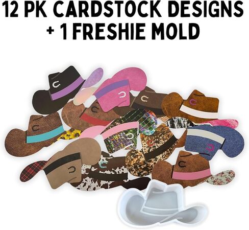 Cowboy Hat Big Car Freshie Silicone Mold | 3x5.7" for Scented Aroma Beads Car Candle, Soap Oven Safe to Bake Heat Resistant Boot, Smiley Face, Disco in Saudi Arabia