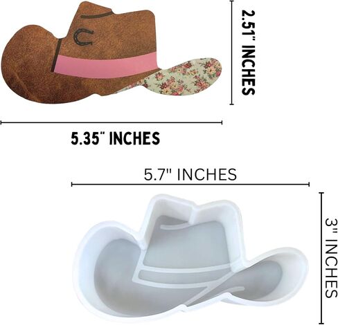 Cowboy Hat Big Car Freshie Silicone Mold | 3x5.7" for Scented Aroma Beads Car Candle, Soap Oven Safe to Bake Heat Resistant Boot, Smiley Face, Disco in Saudi Arabia