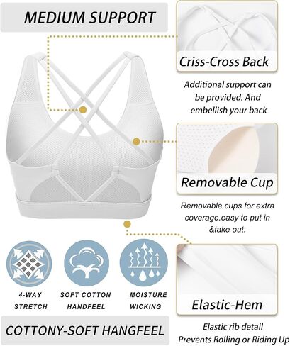 RUNNING GIRL Strappy Sports Bra for Women Sexy Crisscross Back Light Support Yoga Bra with Removable Cups in Saudi Arabia