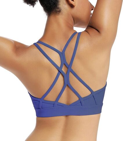 RUNNING GIRL Strappy Sports Bra for Women Sexy Crisscross Back Light Support Yoga Bra with Removable Cups in Saudi Arabia