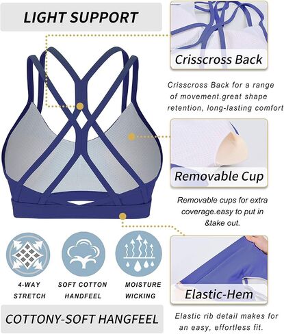 RUNNING GIRL Strappy Sports Bra for Women Sexy Crisscross Back Light Support Yoga Bra with Removable Cups in Saudi Arabia