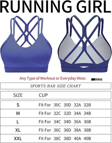 RUNNING GIRL Strappy Sports Bra for Women Sexy Crisscross Back Light Support Yoga Bra with Removable Cups in Saudi Arabia