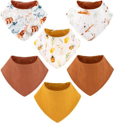 vuminbox Muslin Baby Bibs Bandana Drool Bibs 100% Cotton Absorbent Soft Reversible 3-Pack Set for Feeding，Teething Solid Color for Girls in Kuwait