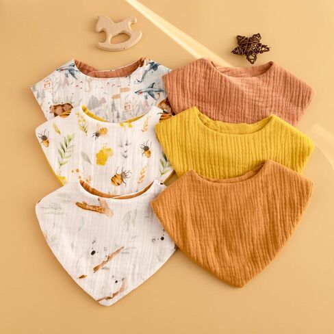 vuminbox Muslin Baby Bibs Bandana Drool Bibs 100% Cotton Absorbent Soft Reversible 3-Pack Set for Feeding，Teething Solid Color for Girls in Kuwait