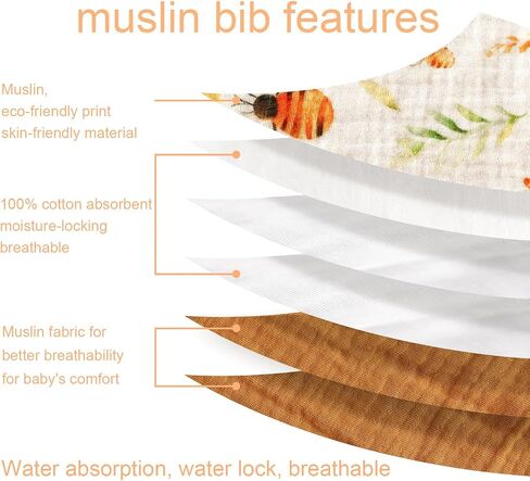 vuminbox Muslin Baby Bibs Bandana Drool Bibs 100% Cotton Absorbent Soft Reversible 3-Pack Set for Feeding，Teething Solid Color for Girls in Kuwait