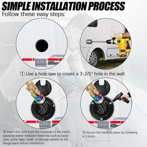 (2-Pack, White RV Hatch Covers Round Electric Cable Hatch for RV Camper Trailer Motorhome Power Cord Hatch Cover with Screws RV Accessories Power Cord Cable Hatch in Saudi Arabia