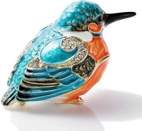 Hand Painted Trinket Box Enamel Vintage Jewelry Box Hinged Metal Jewelry Organizer Decorative Treasure Box Unique Gifts Robin Bird in Kuwait