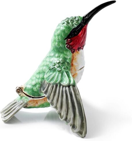 Hand Painted Trinket Box Enamel Vintage Jewelry Box Hinged Metal Jewelry Organizer Decorative Treasure Box Unique Gifts Robin Bird in Kuwait
