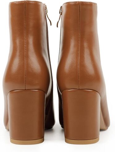 JOY IN LOVE Women's Ankle Boots Chunky Block Heel Pointed Toe Zipper Boots in Kuwait