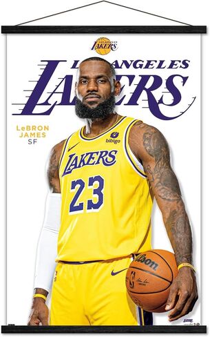 Trends International NBA Los Angeles Lakers - LeBron James Feature Series 23 Wall Poster, 22.37" x 34.00", Print and Black Hanger Bundle in Saudi Arabia