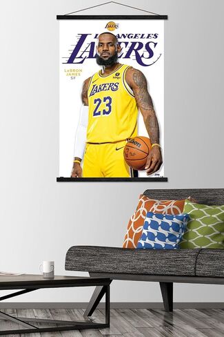 Trends International NBA Los Angeles Lakers - LeBron James Feature Series 23 Wall Poster, 22.37" x 34.00", Print and Black Hanger Bundle in Saudi Arabia