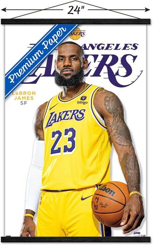 Trends International NBA Los Angeles Lakers - LeBron James Feature Series 23 Wall Poster, 22.37" x 34.00", Print and Black Hanger Bundle in Saudi Arabia