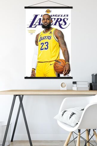 Trends International NBA Los Angeles Lakers - LeBron James Feature Series 23 Wall Poster, 22.37" x 34.00", Print and Black Hanger Bundle in Saudi Arabia