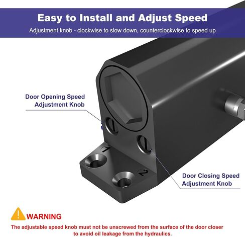 Jayseon Commercial Door Closer Automatic Door Closer Fits 99~143 lb Door Weight, Hydraulic Door Closers Silent for Residential or Light Commercial with Screws, Aluminum Black in Saudi Arabia