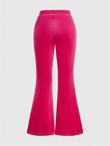 Milumia Women's Drawstring Waist Flare Leggings Goth Print Velvet Bell Bottom Y2k Pants in Saudi Arabia
