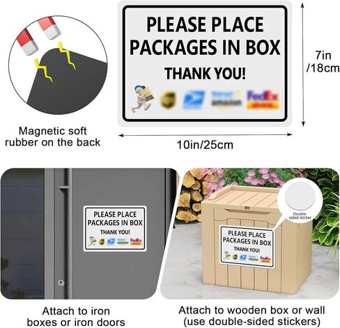 Magnetic Soft Adhesive Delivery Signs for Packages, 10x7 Inch Package Delivery Sign, Package Sign, Please Place Packages in Box Thank You for Delivery Drivers to Follow Instructions Easily in Kuwait
