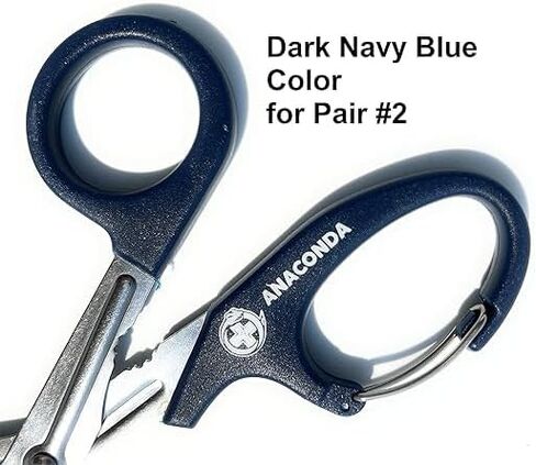 2 مقصات أناكوندا الطبية للصدمات مع مشبك حلقة تسلق مدمج (7.5 بوصة، أسود وأزرق) in Kuwait