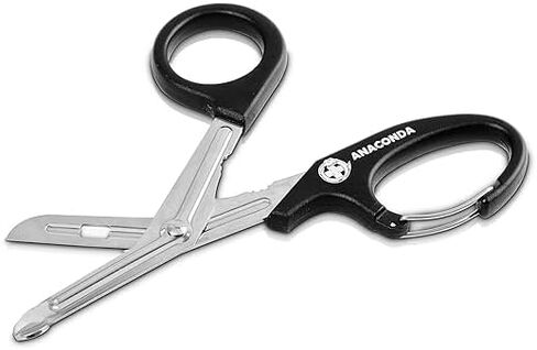 2 مقصات أناكوندا الطبية للصدمات مع مشبك حلقة تسلق مدمج (7.5 بوصة، أسود وأزرق) in Kuwait