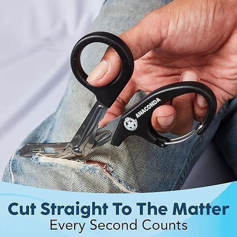 2 مقصات أناكوندا الطبية للصدمات مع مشبك حلقة تسلق مدمج (7.5 بوصة، أسود وأزرق) in Kuwait