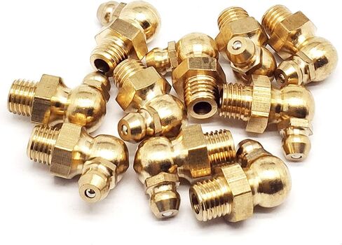M6 x 1mm Metric Thread 90 Degree Angled Brass Hydraulic Zerk Grease Nipple Fitting，PACK OF 10 in Saudi Arabia